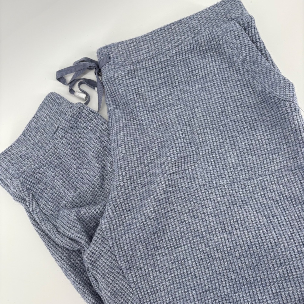 Susan Graver Weekend Women's‎ LP Waffle Knit Jogger Pants Blue Soft Lounge QVC